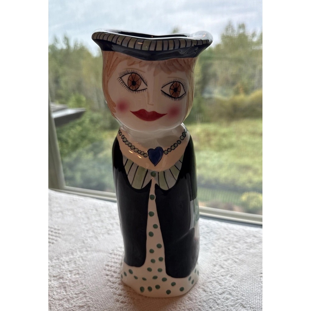 Bella Casa Millie Joan Paley Ganz Figural Lady Ceramic Vase 10" Whimsical